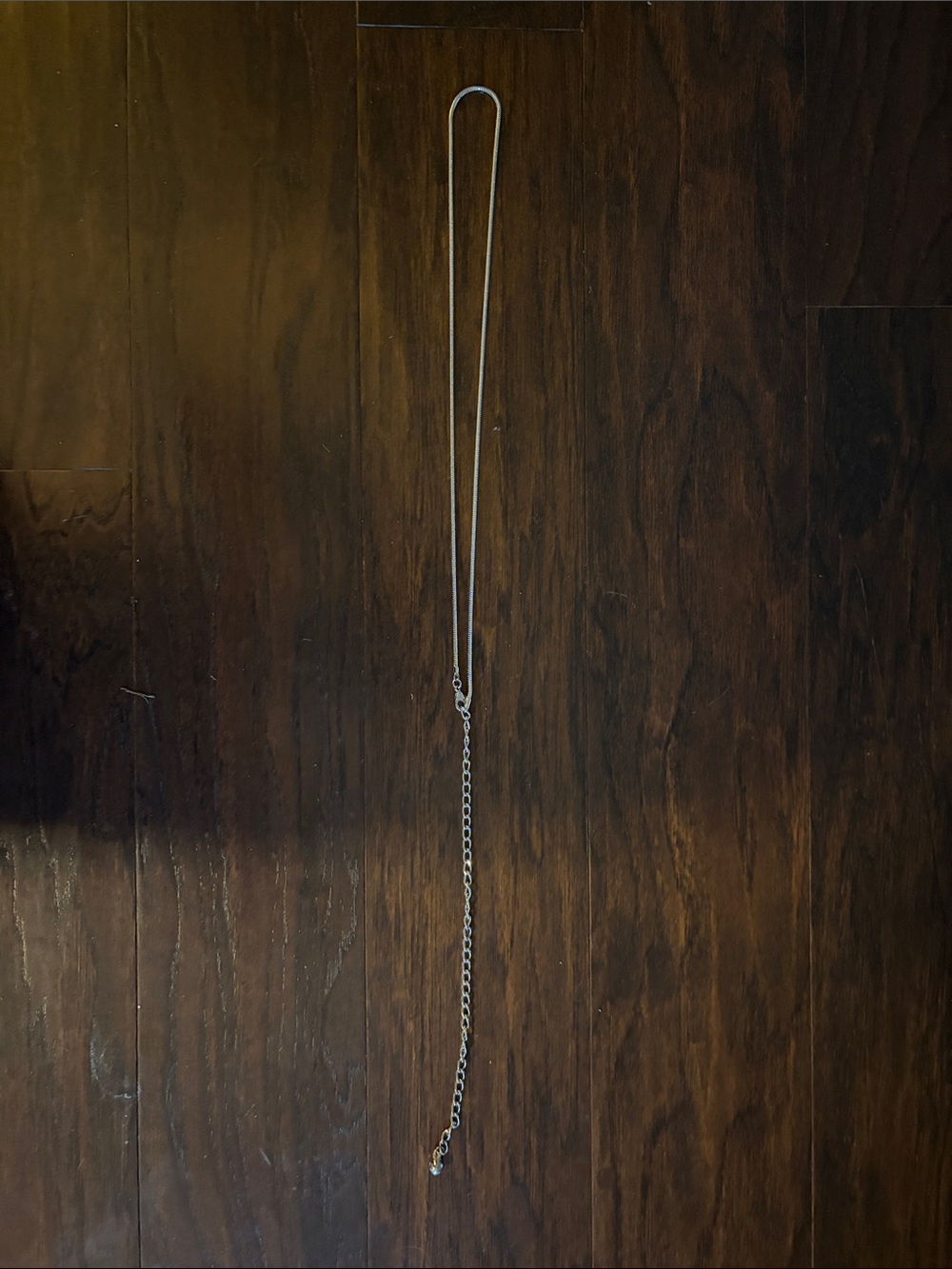 Minimal Silver Lariat Necklace with Adjustable Drop